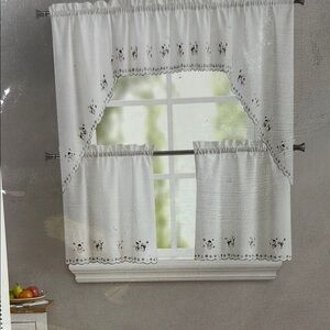 Elegant White Kitchen Curtain Set